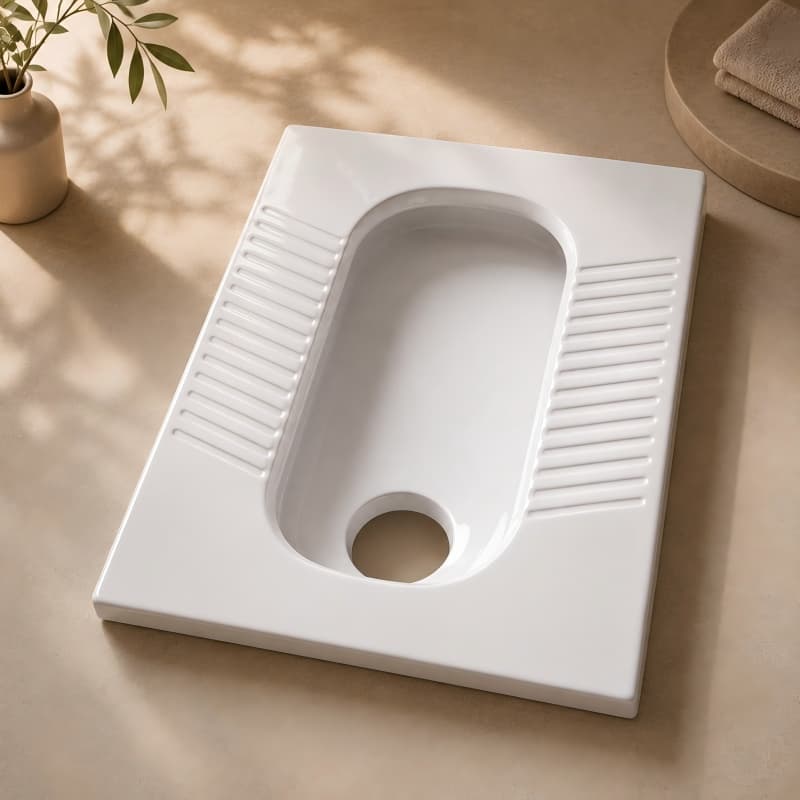 Anti-Slip Ceramic Front-Outlet Squatting Pan