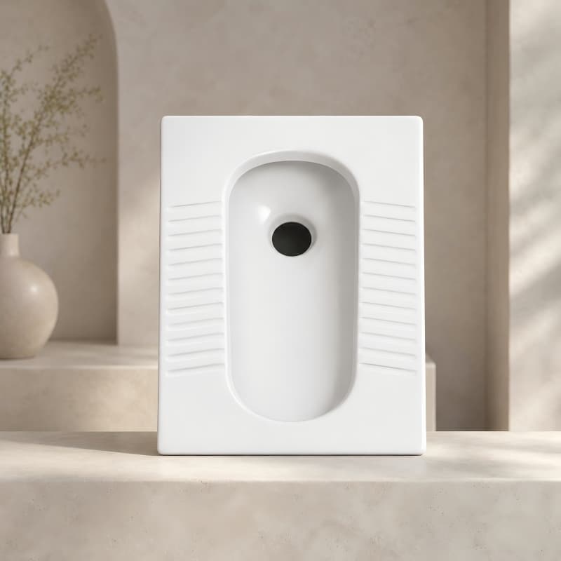 Anti-Slip Ceramic Rear-Outlet Squatting Pan — view 1
