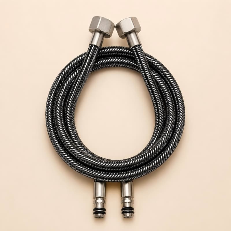 Black Braided Hot and Cold Faucet Hose — view 1