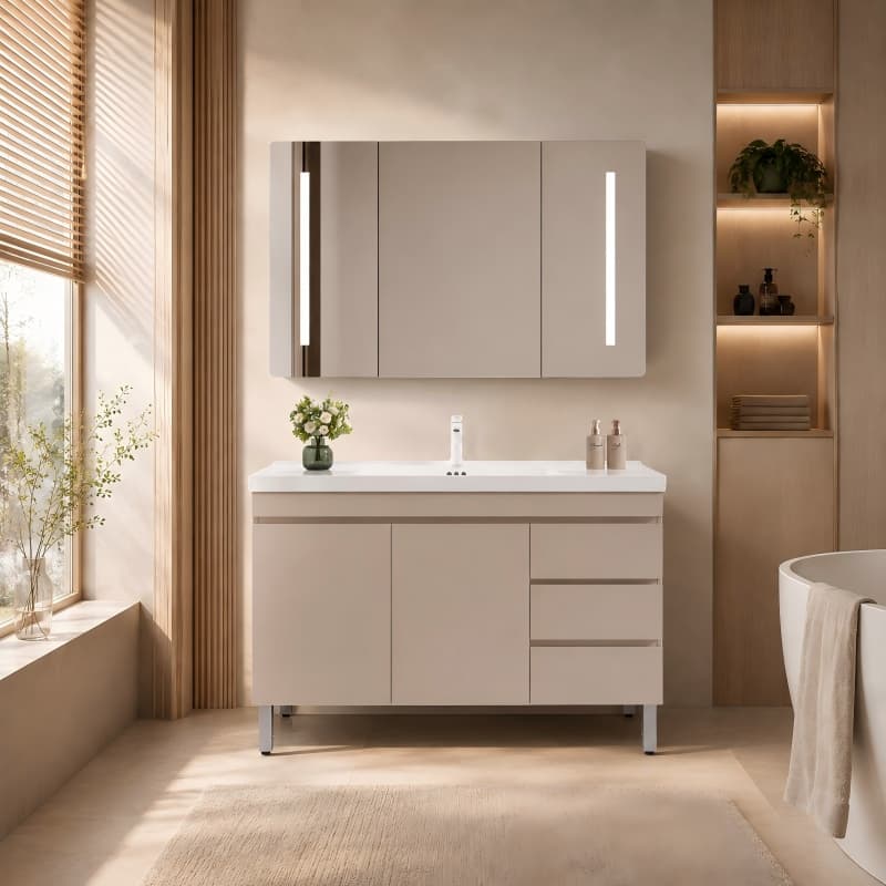 Floor-Standing Solid Wood Bathroom Vanity Set