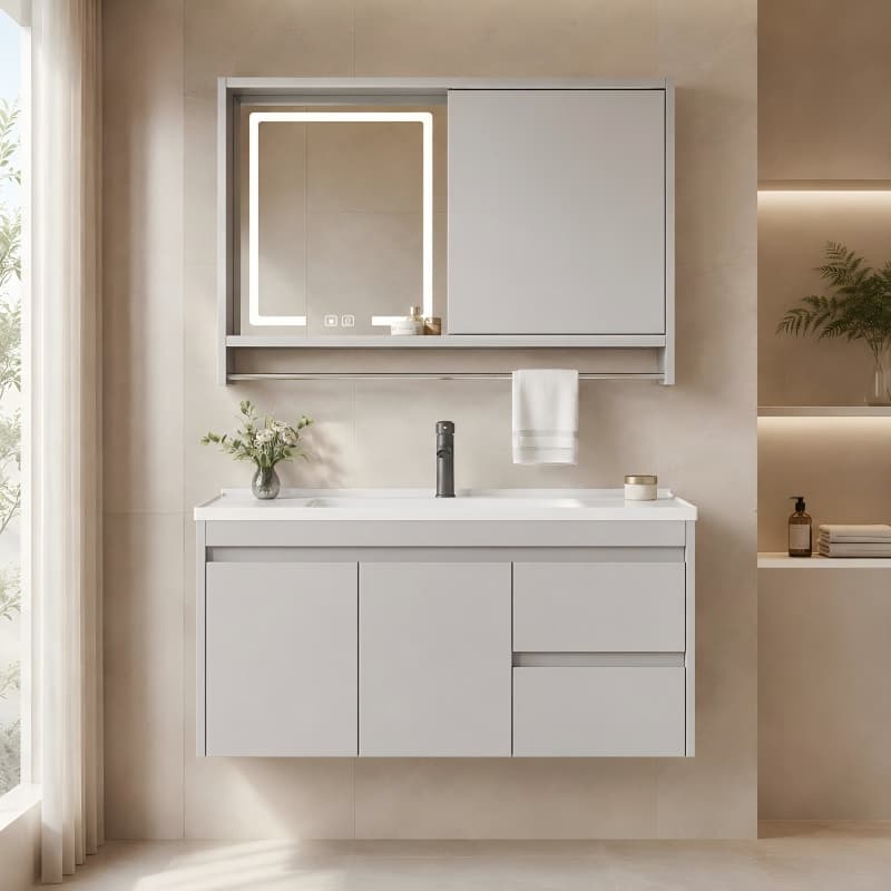Modern Solid Wood Bathroom Vanity Set — view 1