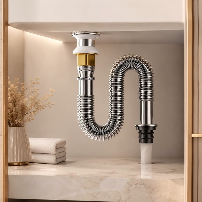 Stainless Steel Flexible Basin Drain Set — view 1