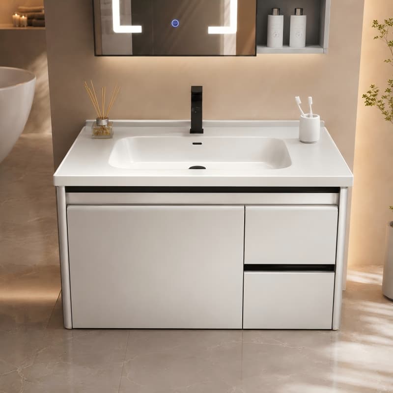 Wall-Mounted Aluminum and Stainless Steel Vanity Set