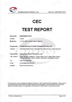 CEC evidence for Faucet test report