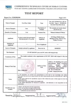 (EU) 305/2011 evidence for Two-piece toilet test report
