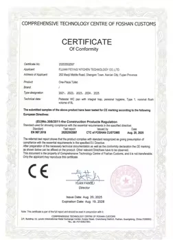 CE evidence for Basin tap certificate of conformity