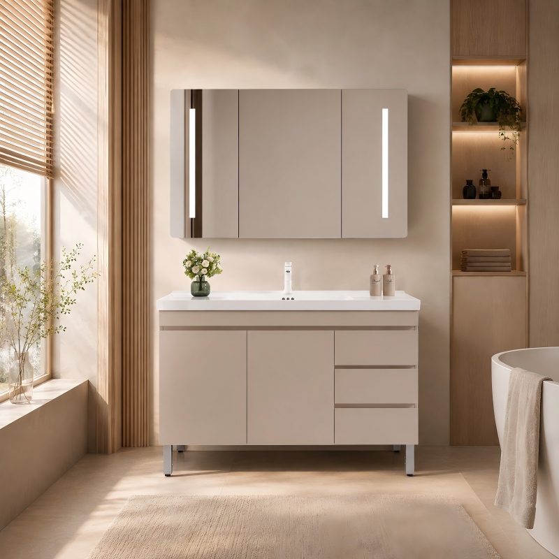 Floor-Standing Solid Wood Bathroom Vanity Set