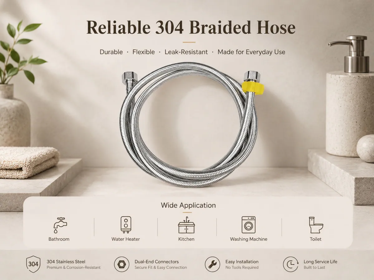 304 Stainless Steel Braided Water Inlet Hose leak-resistant washer seal