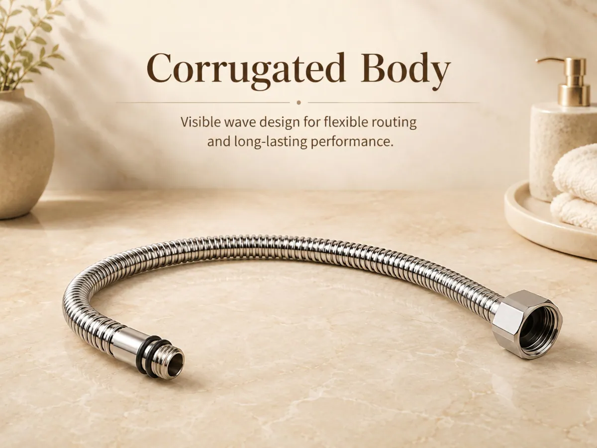 304 Stainless Steel Corrugated Faucet Hose shapeable wave structure