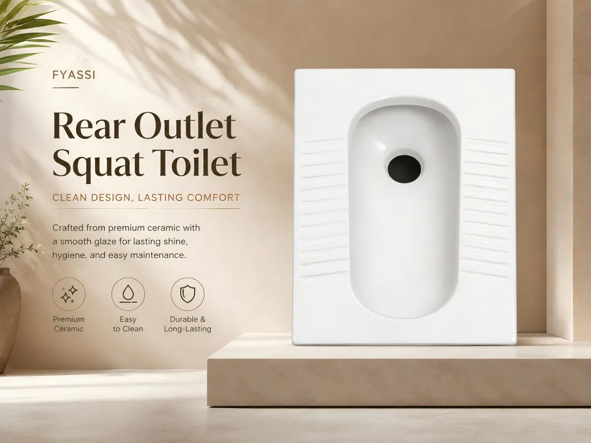 Anti-Slip Ceramic Rear-Outlet Squatting Pan rear-outlet floor layout