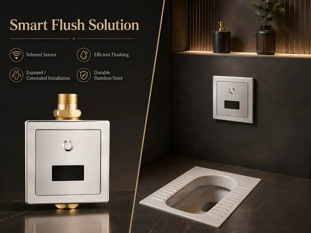 Concealed Sensor Toilet Flush Valve multiple power choices