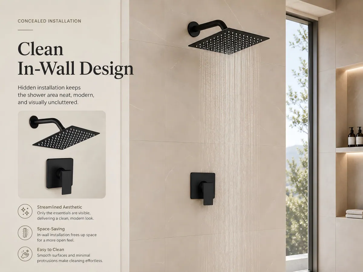 Concealed Single Function Rainfall Shower Set product detail 5