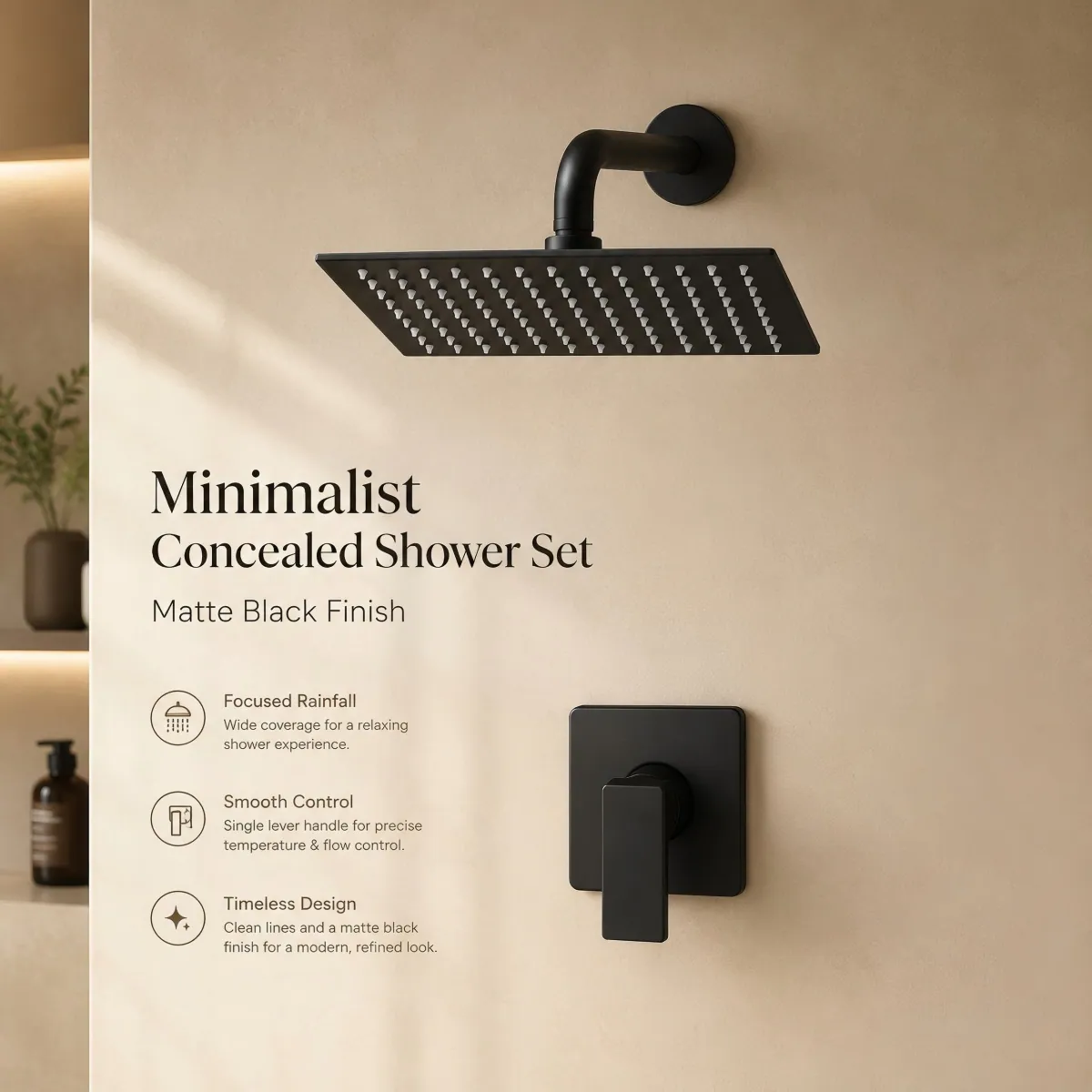 Concealed Single Function Rainfall Shower Set product detail 6