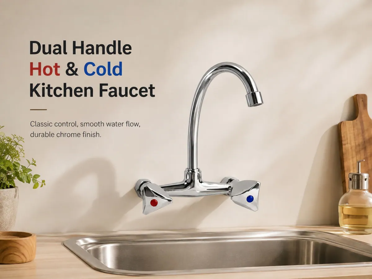 Double Handle Hot and Cold Kitchen Faucet separate hot and cold water handles