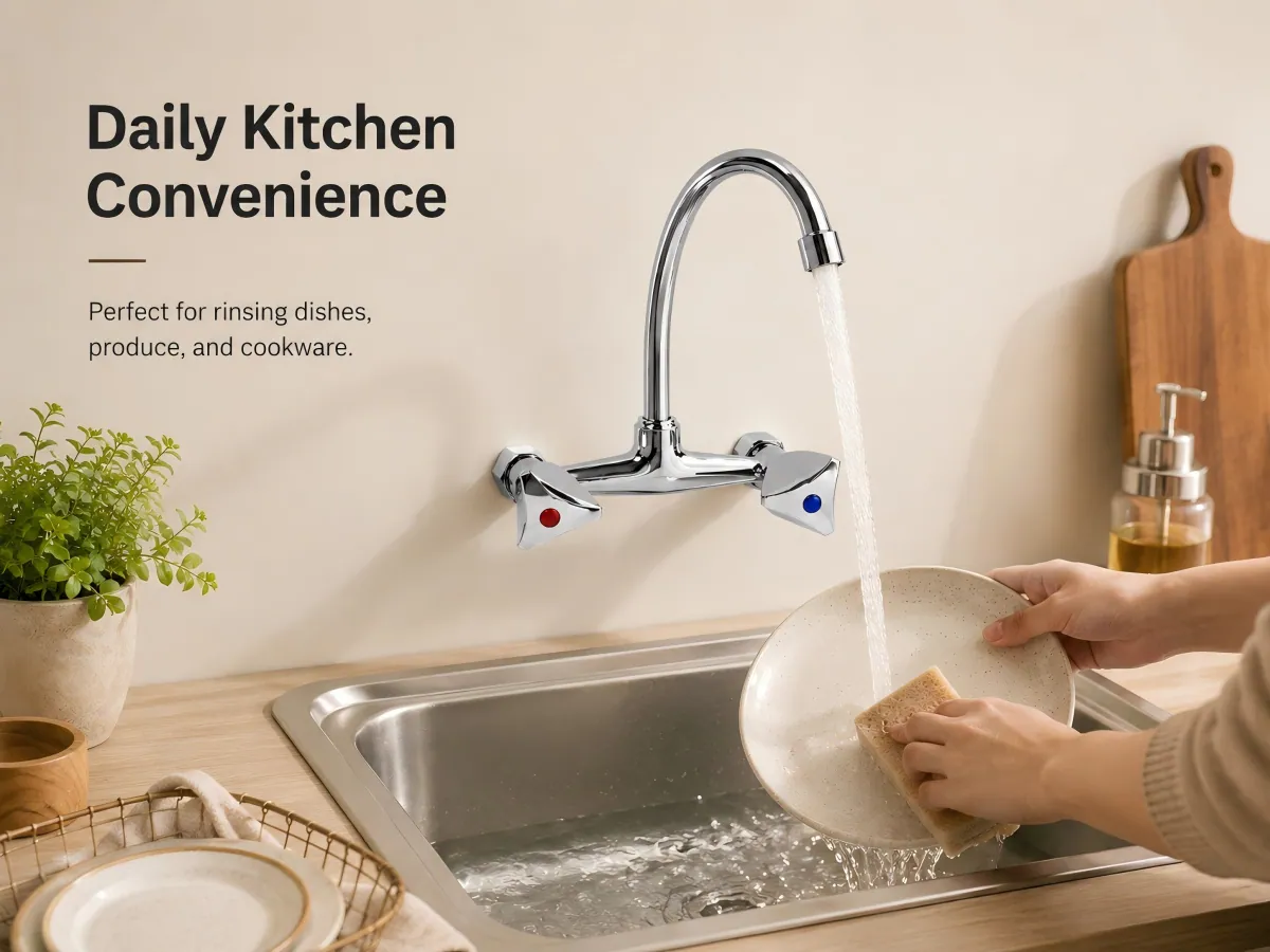 Double Handle Hot and Cold Kitchen Faucet ceramic disc valve control