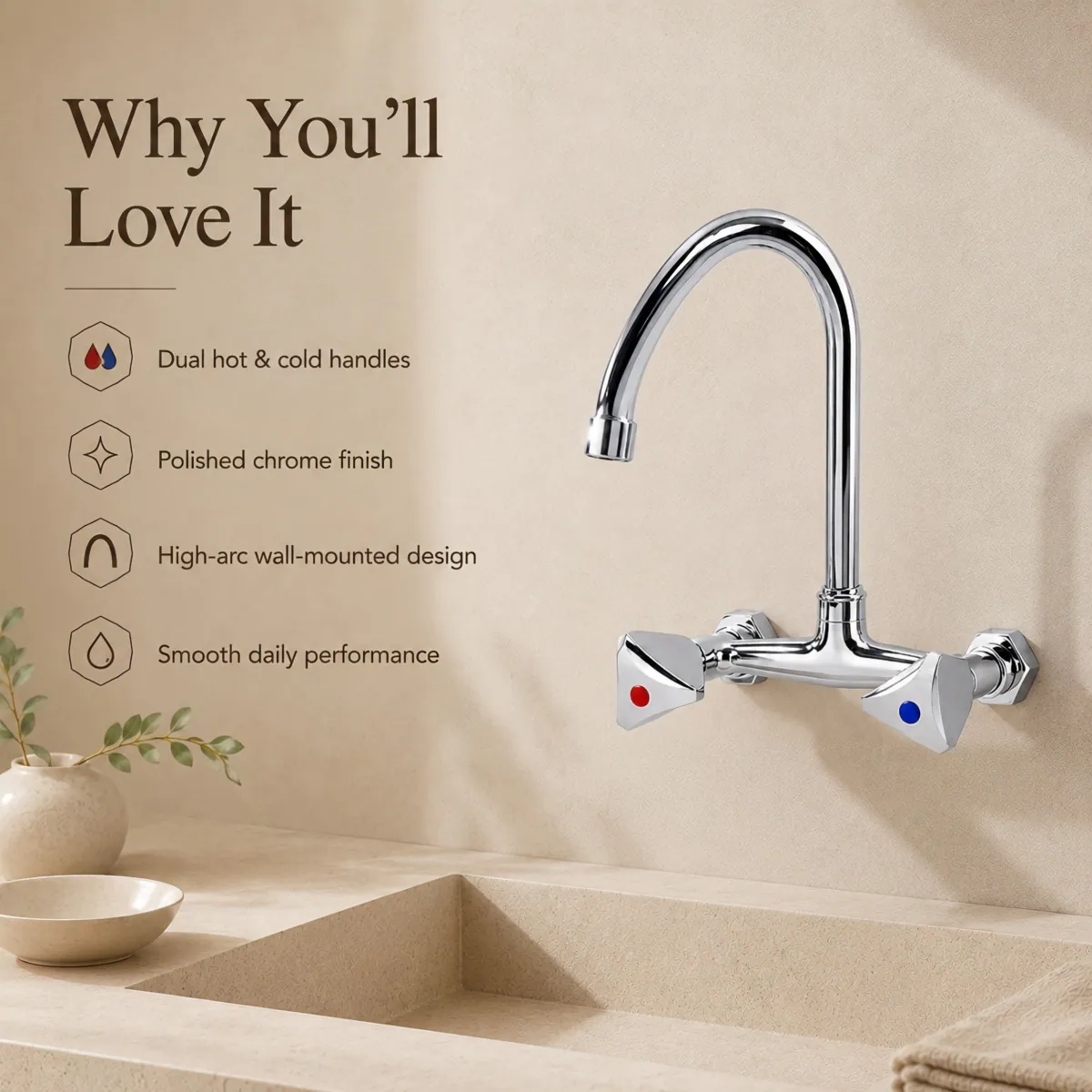 Double Handle Hot and Cold Kitchen Faucet product detail 6