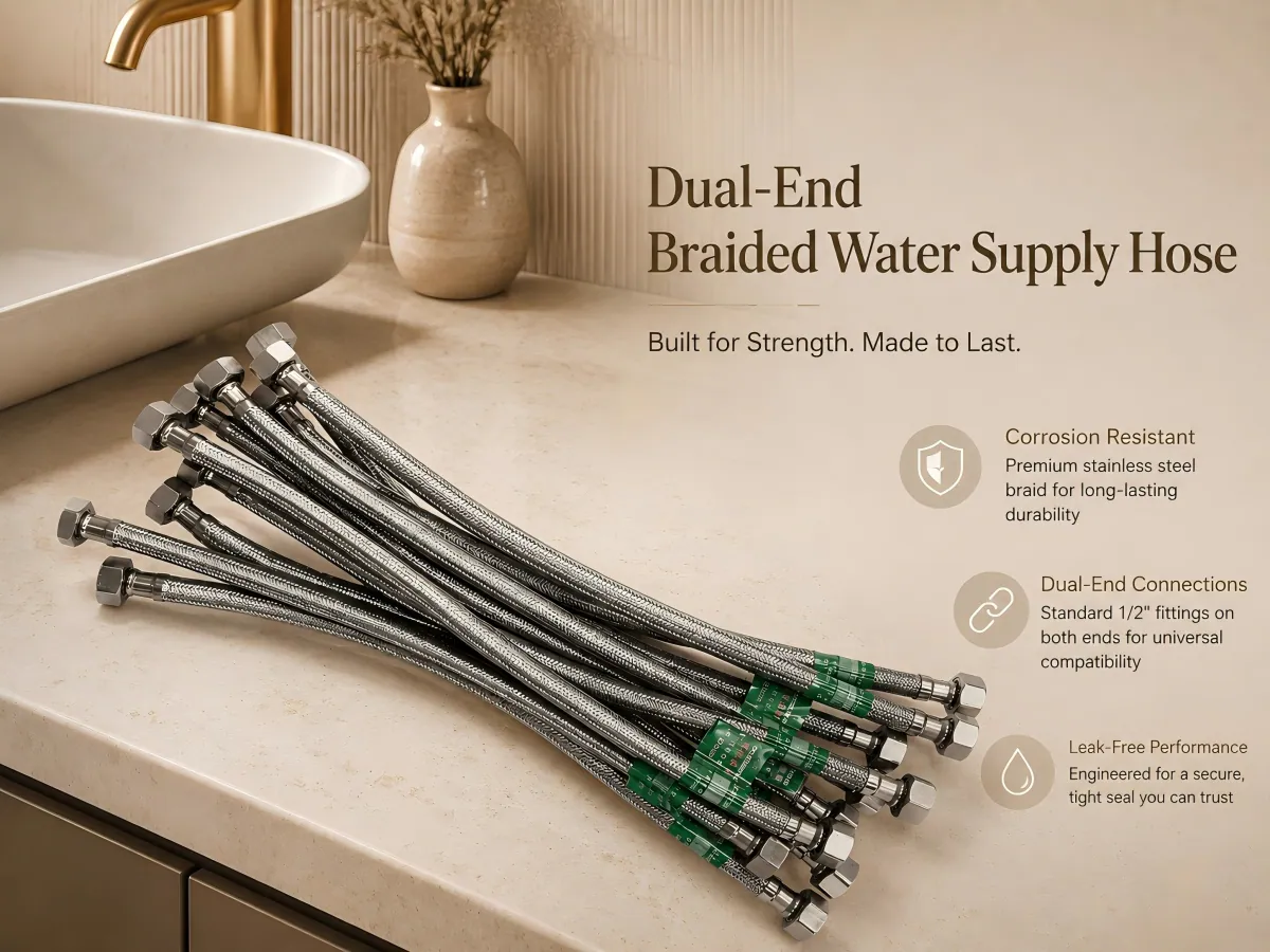 Dual-End Stainless Steel Braided Water Supply Hose abrasion-resistant braid