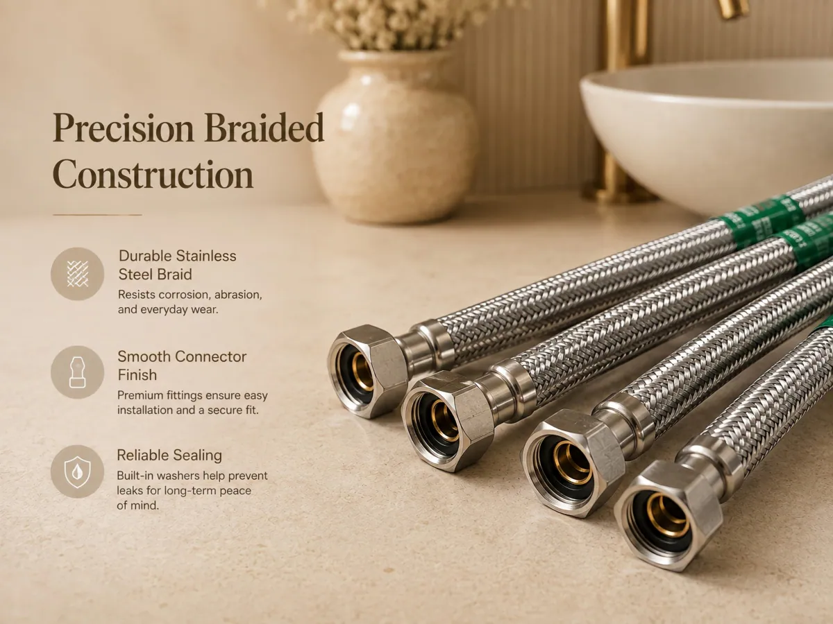 Dual-End Stainless Steel Braided Water Supply Hose hot and cold epdm tube