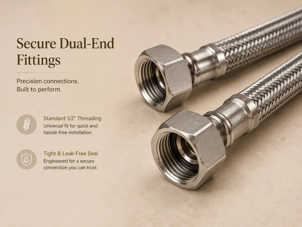 Dual-End Stainless Steel Braided Water Supply Hose matching dual-female ends
