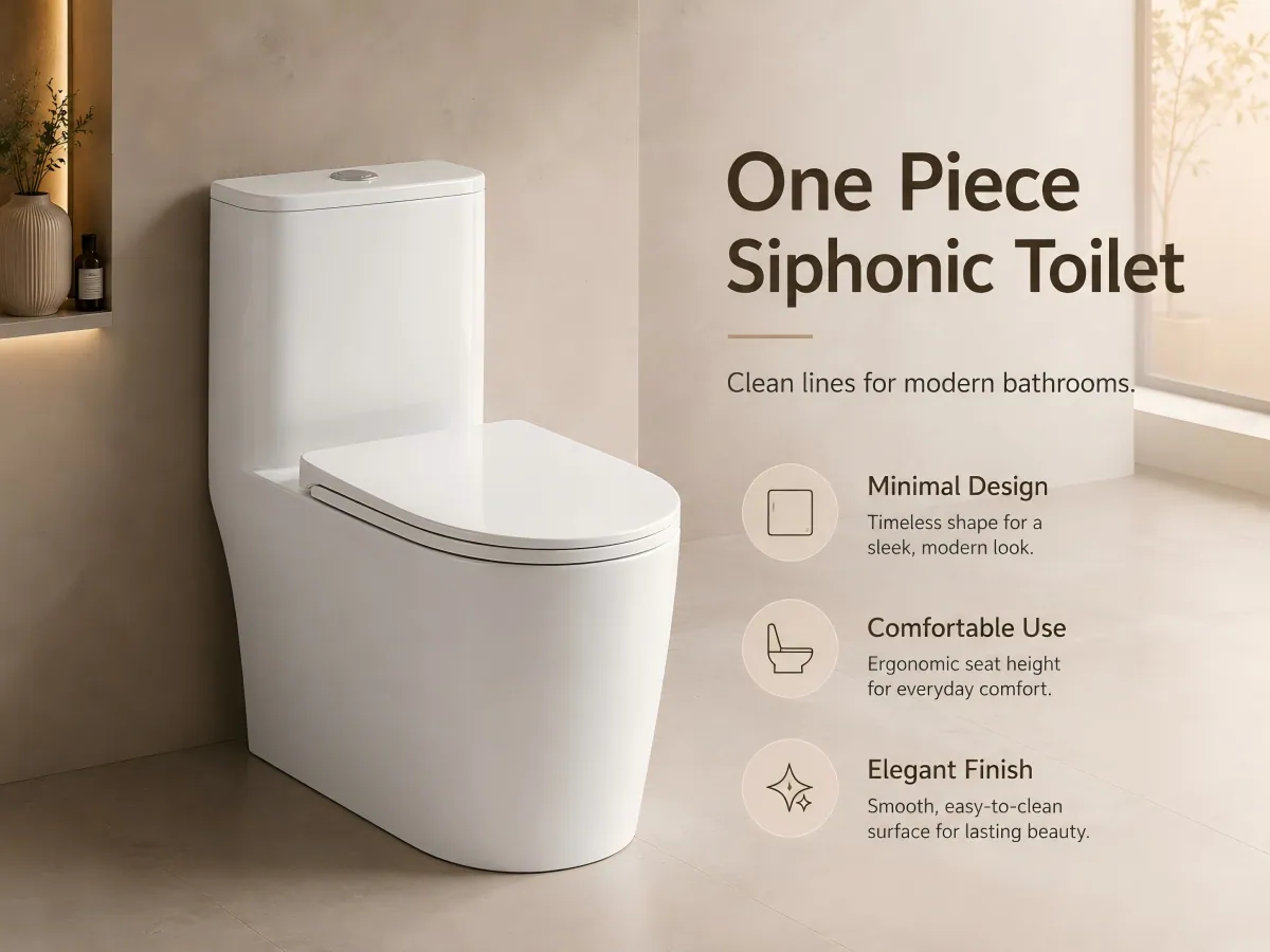 Dual-Flush One-Piece Siphonic Toilet integrated one-piece body
