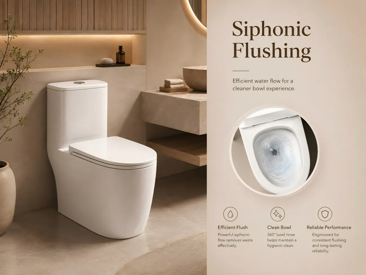Dual-Flush One-Piece Siphonic Toilet siphonic floor drainage