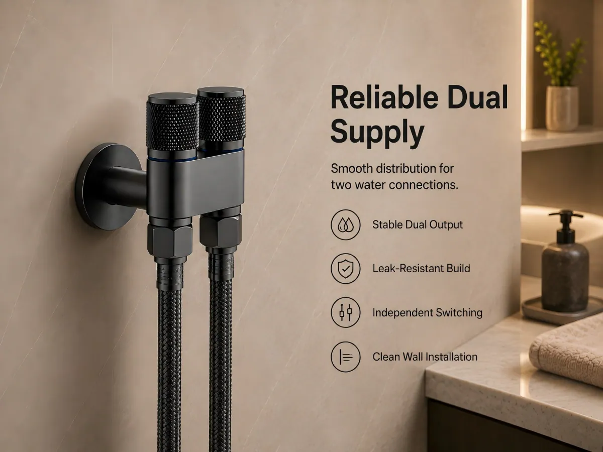 Dual Outlet Angle Valve modern dark appearance