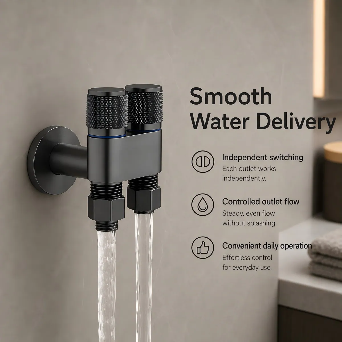 Dual Outlet Angle Valve washing area applications