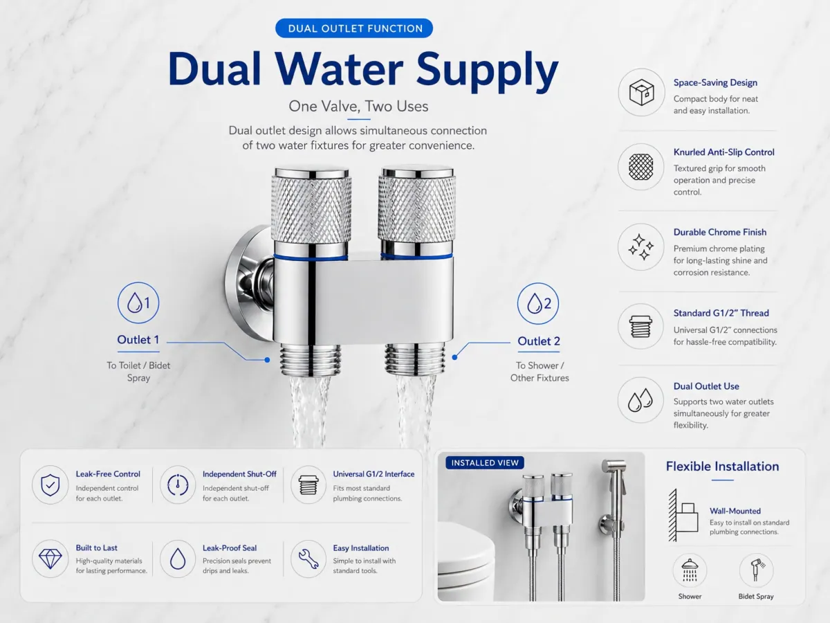 Dual-Purpose Angle Valve independent dual water control