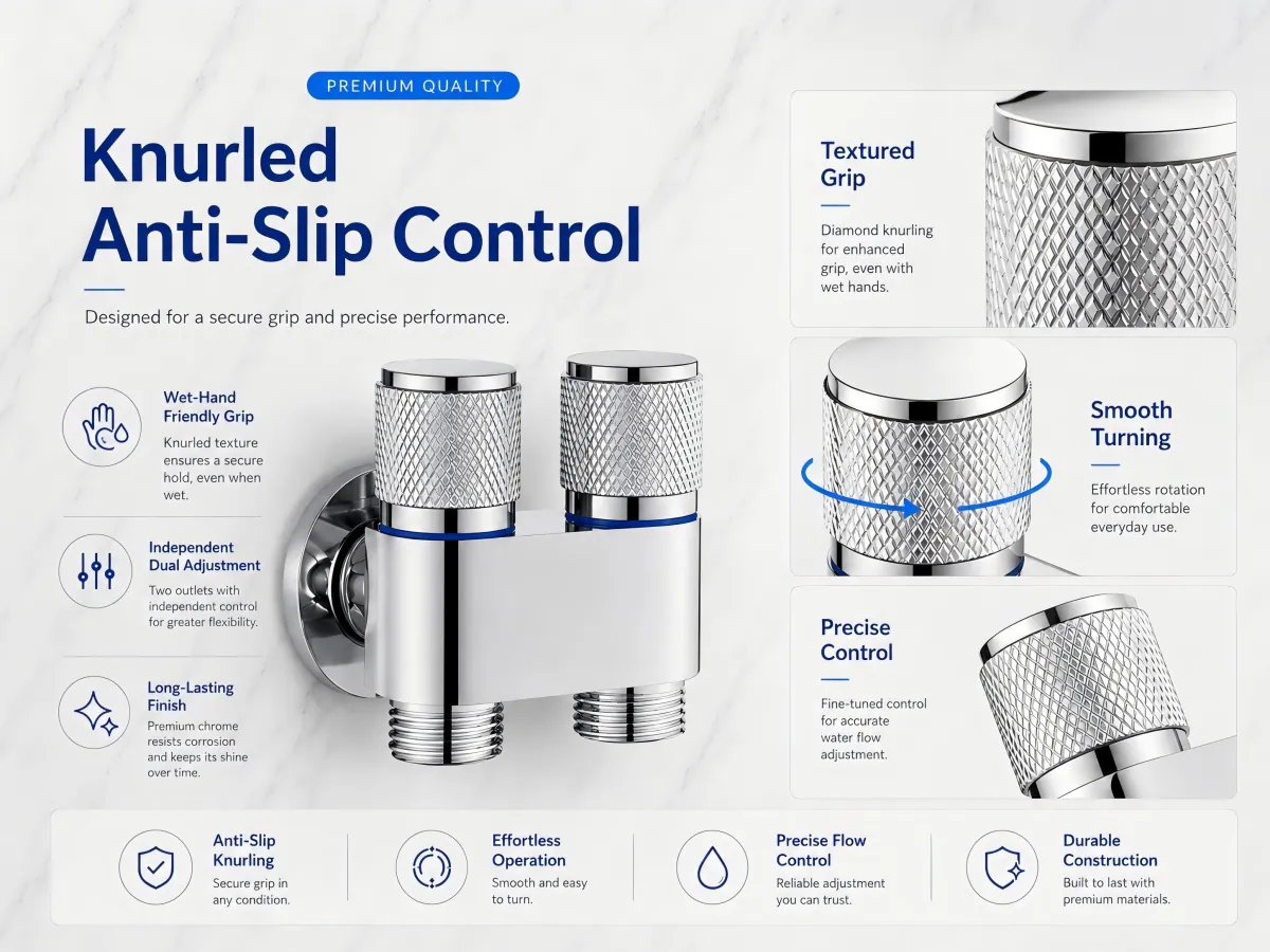 Dual-Purpose Angle Valve textured rotary handles