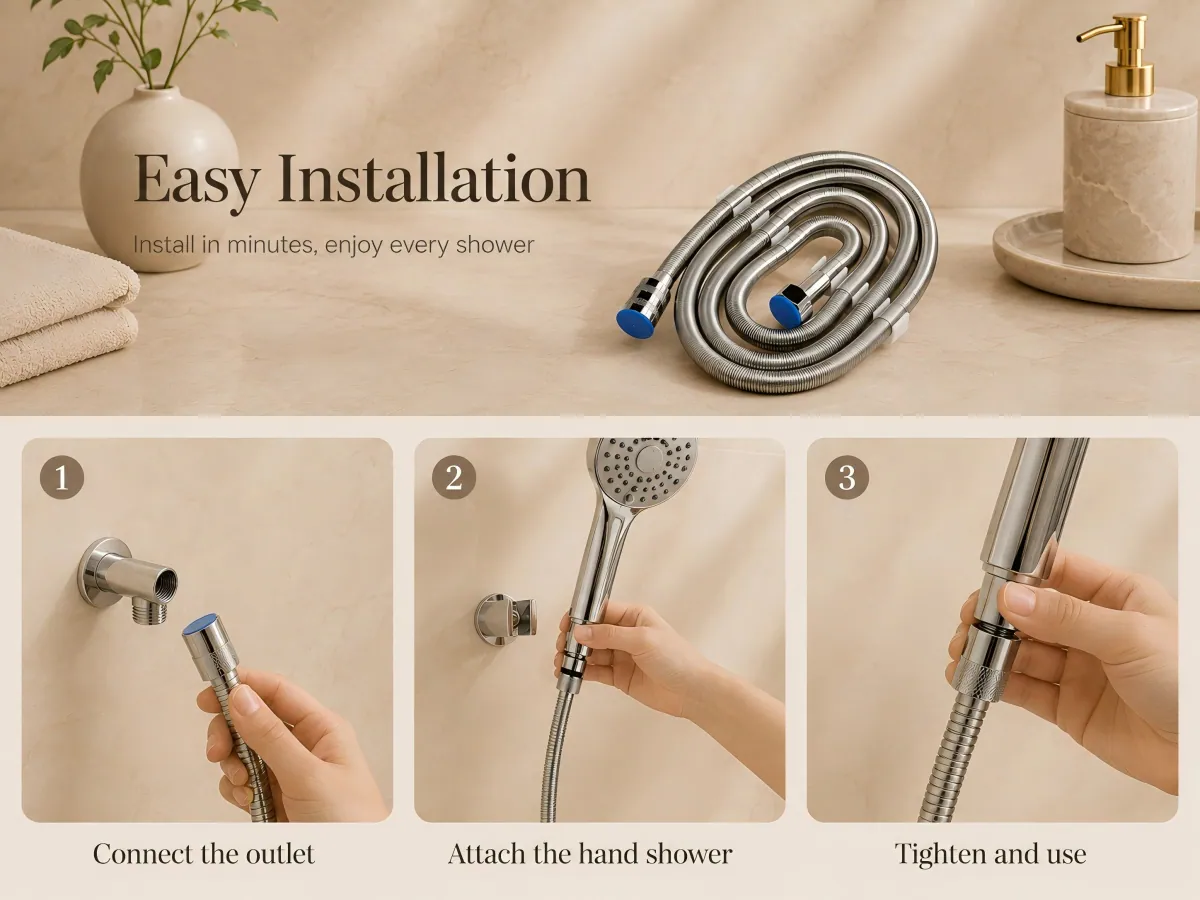 Electroplated Retractable Shower Hose metal body and end caps