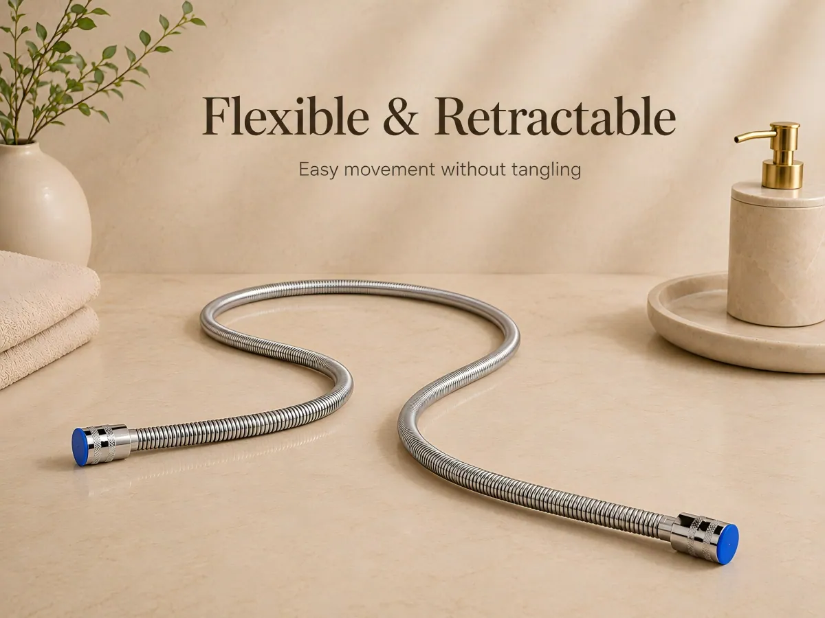 Electroplated Retractable Shower Hose useful hand-shower reach