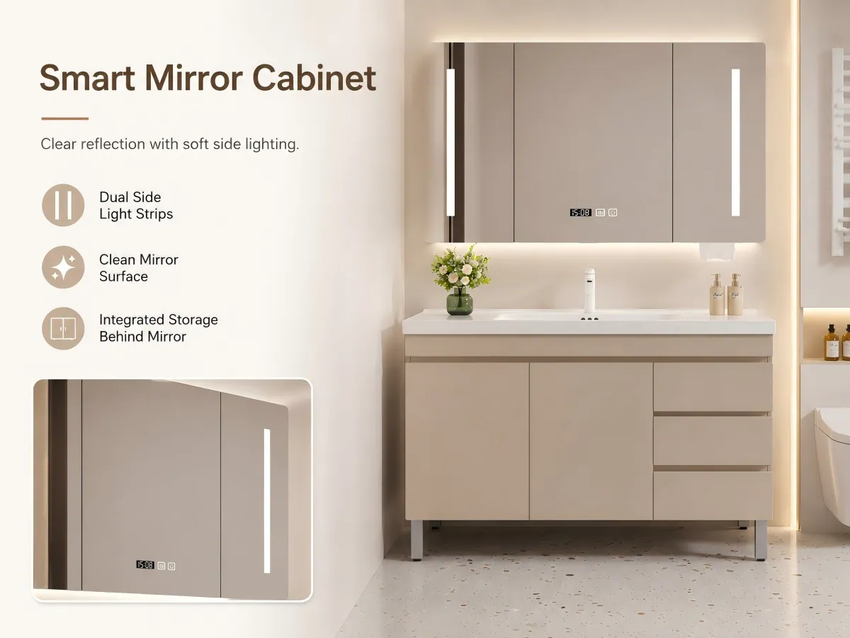 Floor-Standing Solid Wood Bathroom Vanity Set floor-standing storage