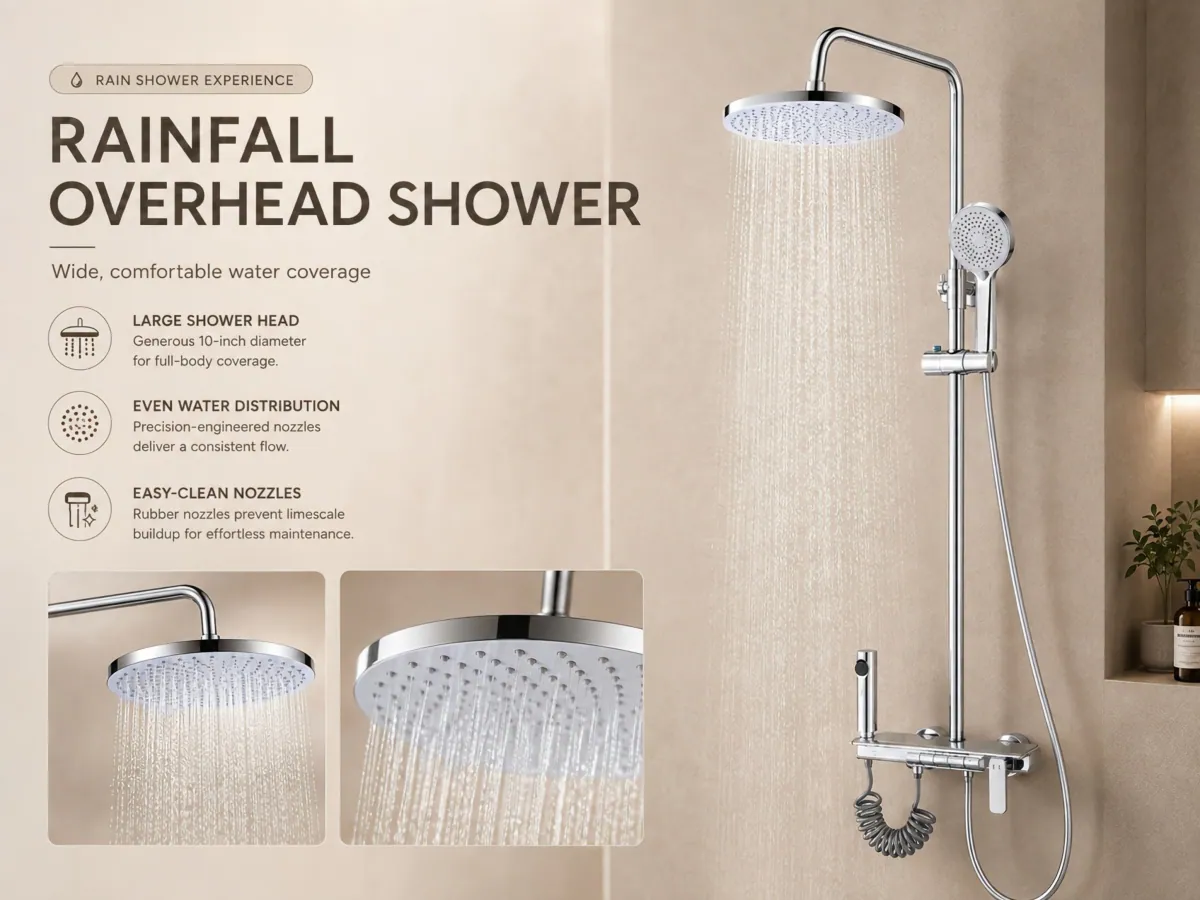 Four Function Rainfall Shower Set flexible installation options