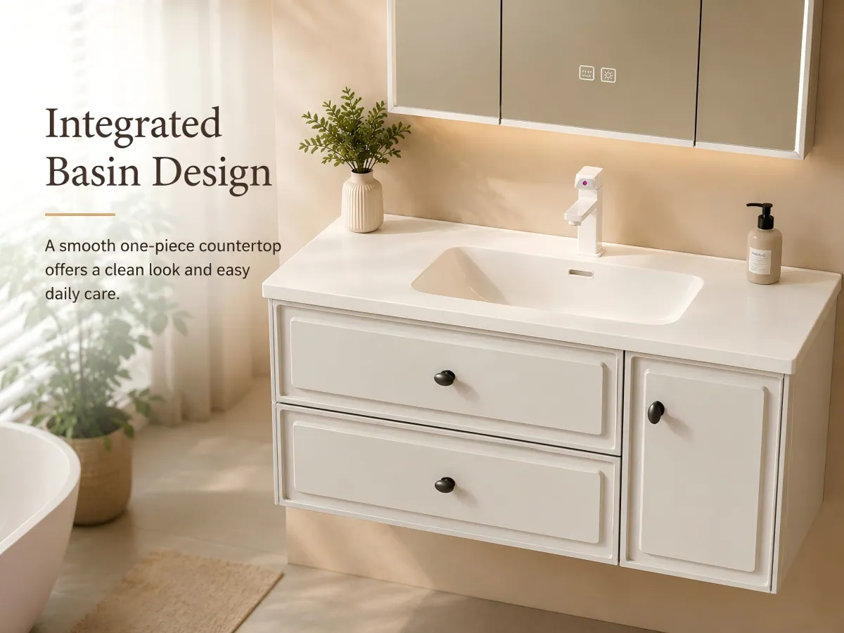 French-Style Honeycomb Aluminum Bathroom Vanity Set wall-mounted lower unit