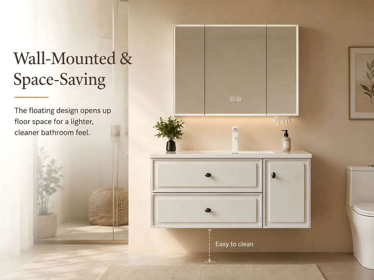 French-Style Honeycomb Aluminum Bathroom Vanity Set divided bathroom storage