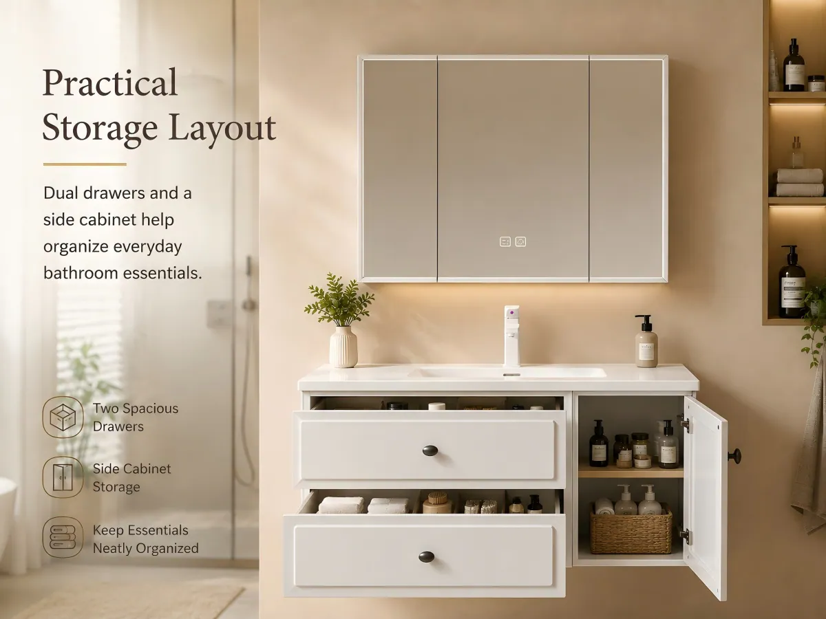 French-Style Honeycomb Aluminum Bathroom Vanity Set product detail 5