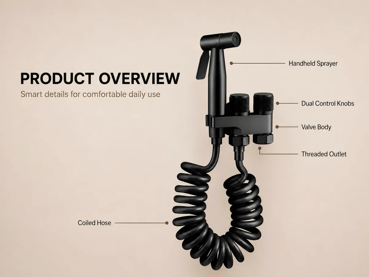 Handheld Bidet Sprayer Set handle-controlled spray head