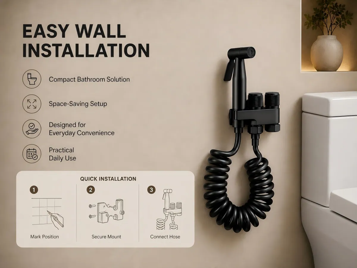 Handheld Bidet Sprayer Set integrated wall storage