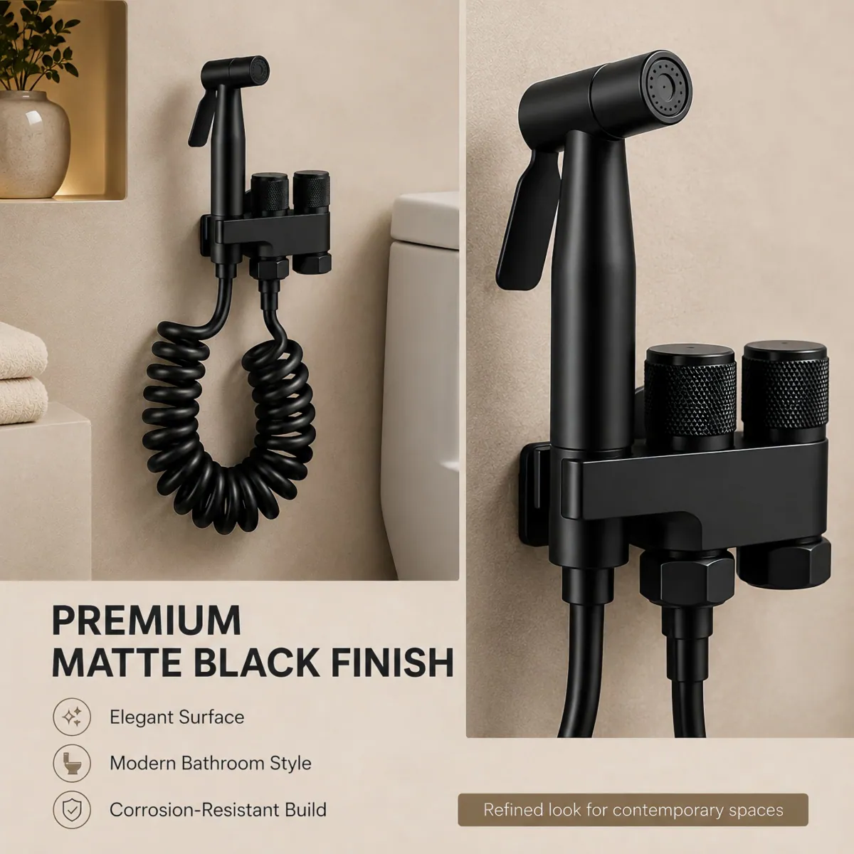 Handheld Bidet Sprayer Set modern matte black look