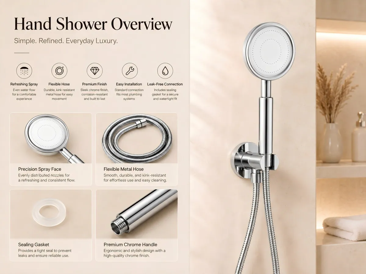 Handheld Shower Set universal 1/2 inch thread for easy diy installation