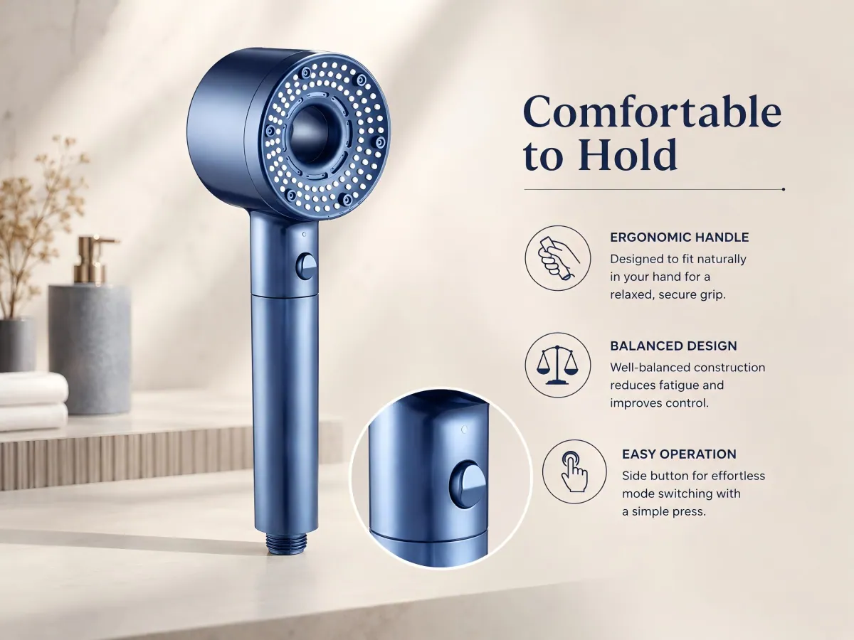 High Pressure Handheld Shower Head premium abs material & durable uv finish