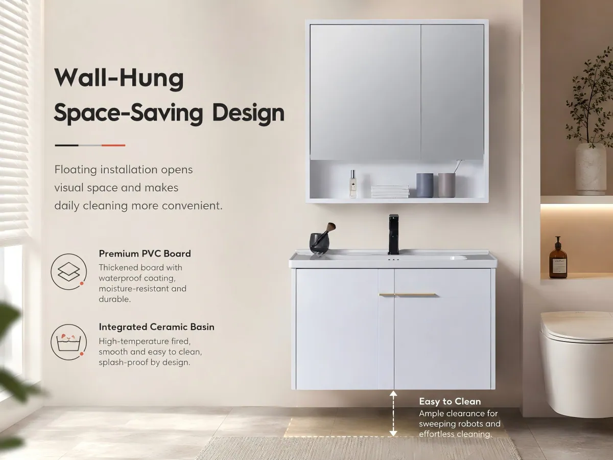 Italian Minimalist Wall-Mounted PVC Vanity Set product detail 5