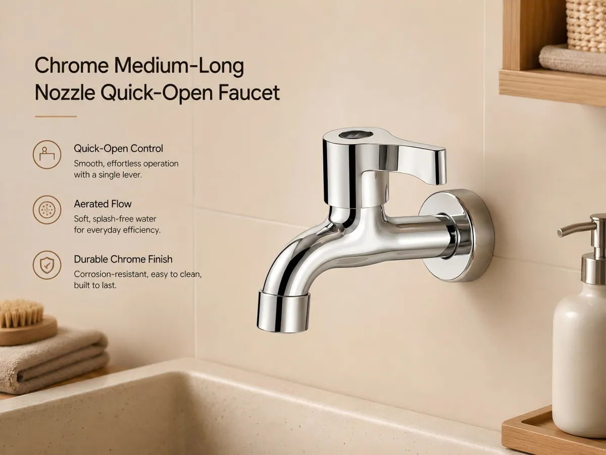 Medium-Long Spout Quick-Open Tap solid brass body