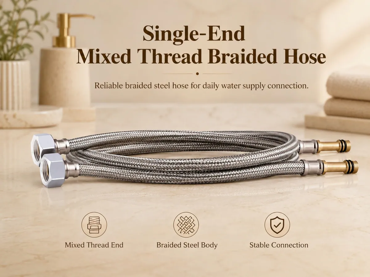 Mixed-Braid Hot and Cold Faucet Supply Hose mixed protective braid