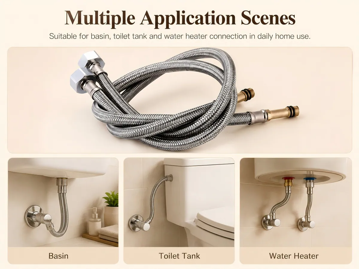 Mixed-Braid Hot and Cold Faucet Supply Hose broad length selection