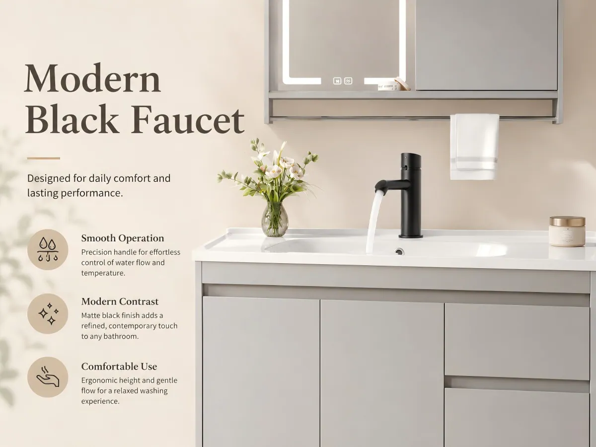 Modern Solid Wood Bathroom Vanity Set integrated ceramic washtop