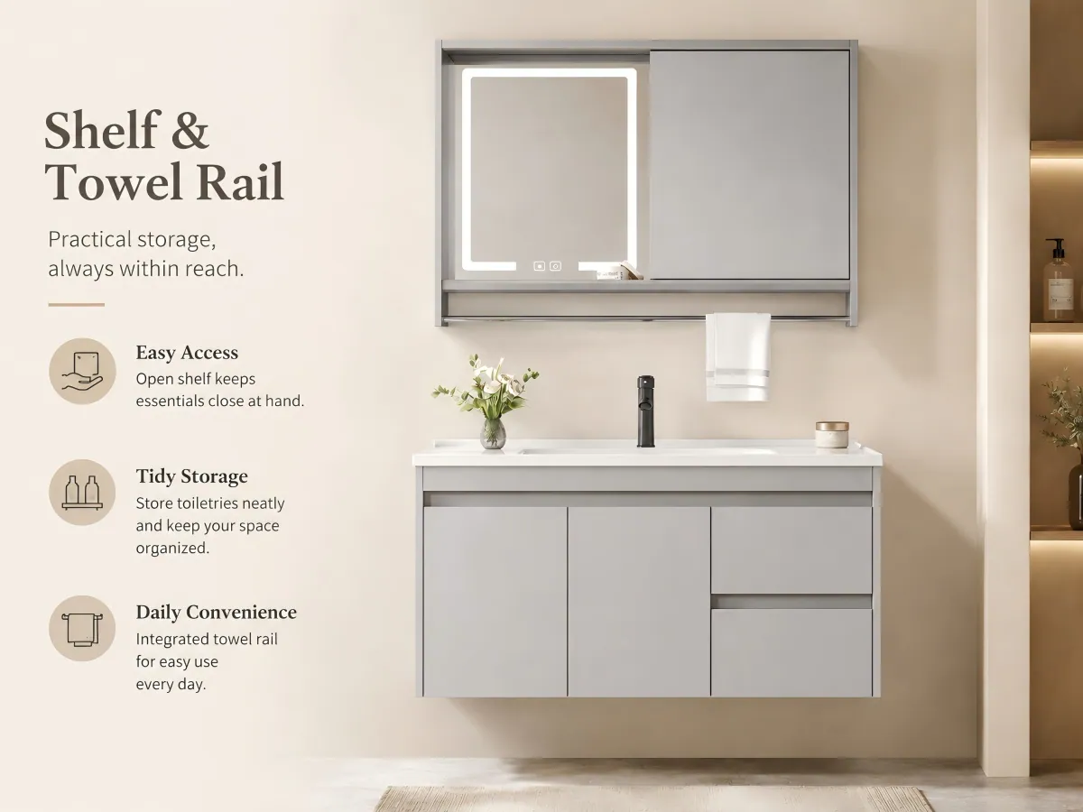 Modern Solid Wood Bathroom Vanity Set five width choices