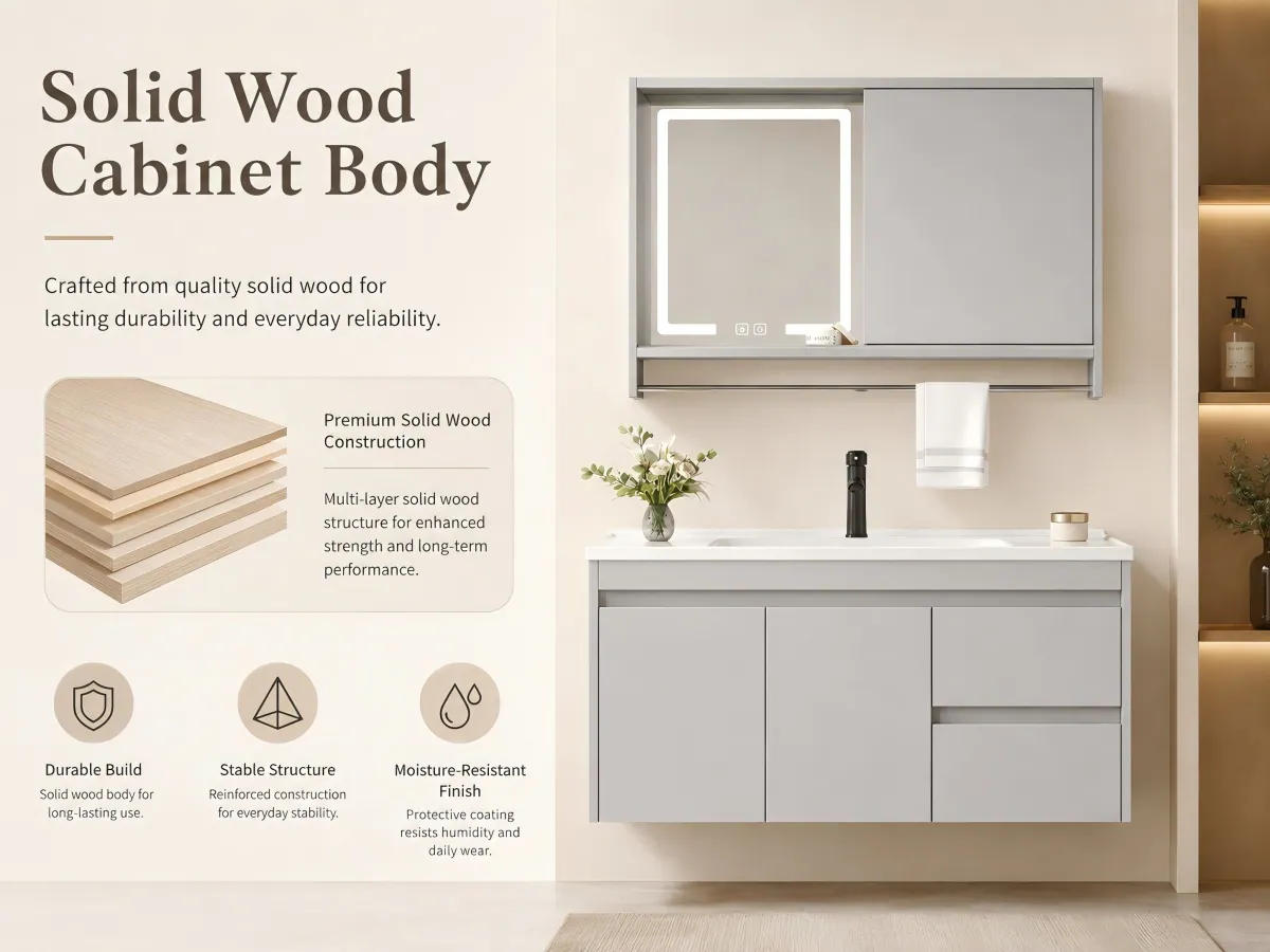 Modern Solid Wood Bathroom Vanity Set product detail 5