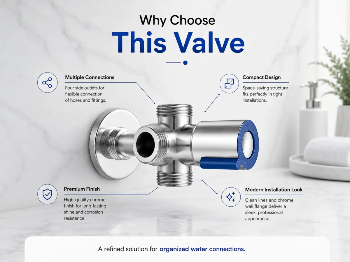 Multi-Outlet Angle Valve 20 mm water passage