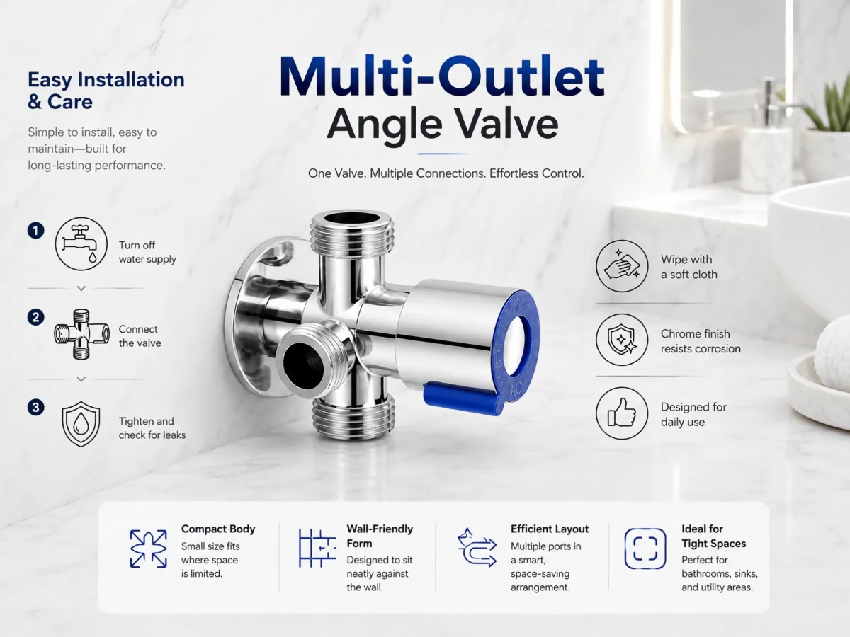 Multi-Outlet Angle Valve 304 stainless steel body
